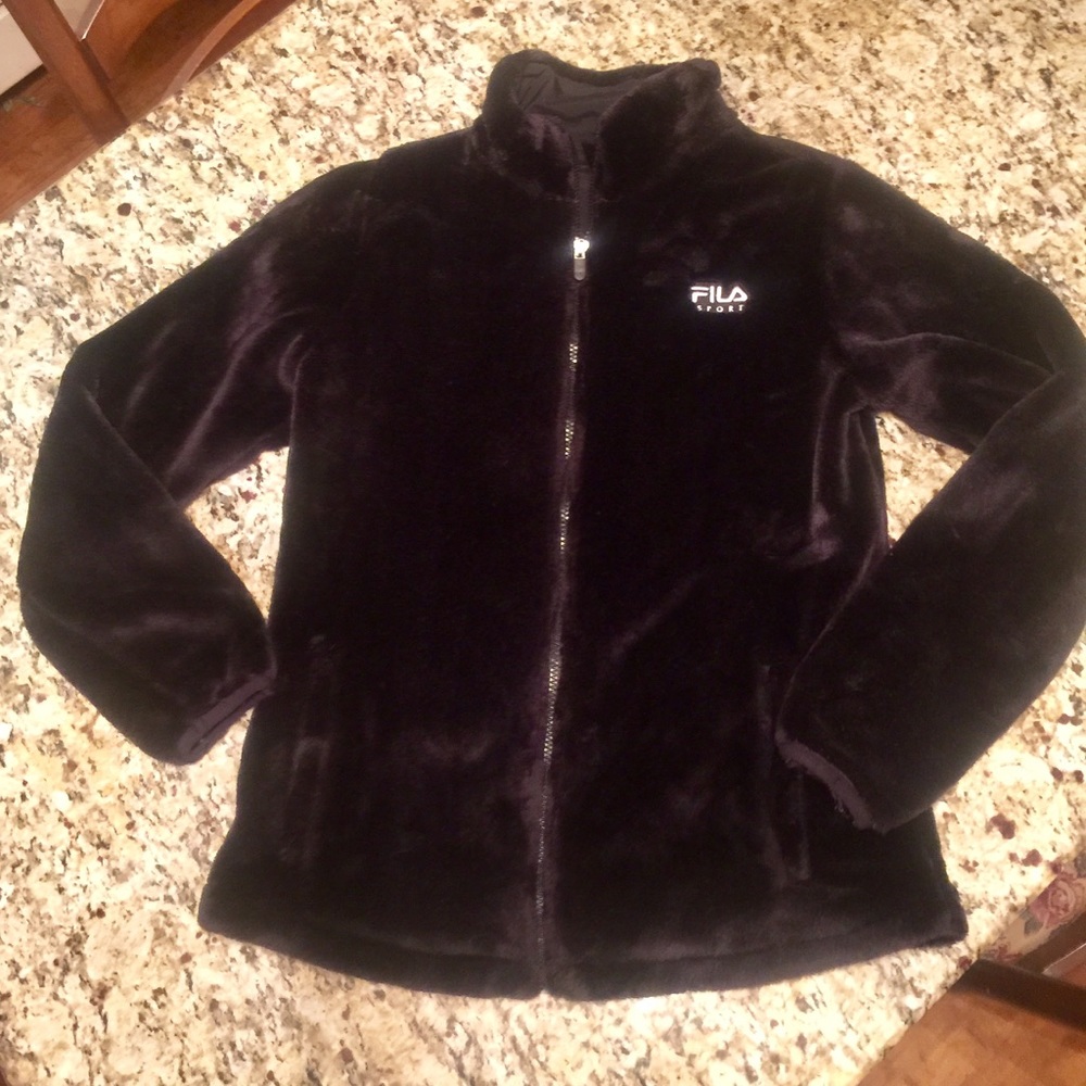 Fila Sport M Black Fuzzy Sherpa Full Zip Jacket
